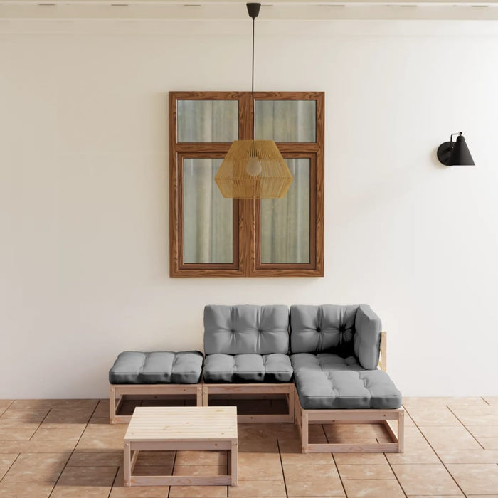 Set mobilier de grădină cu perne, 5 piese, lemn masiv de pin WALTI