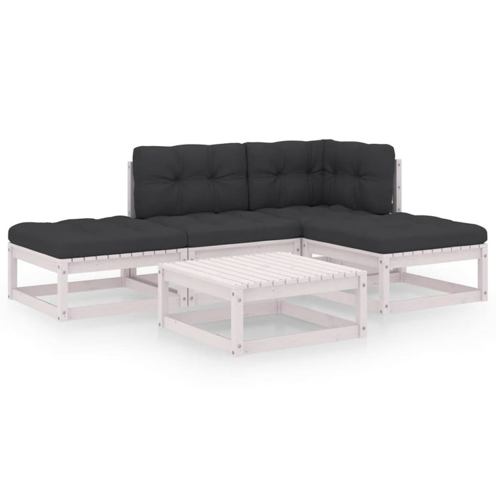 Set mobilier de grădină cu perne, 5 piese, lemn masiv de pin WALTI