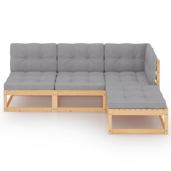 Set mobilier de grădină cu perne, 4 piese, lemn masiv de pin - WALTI WALTI