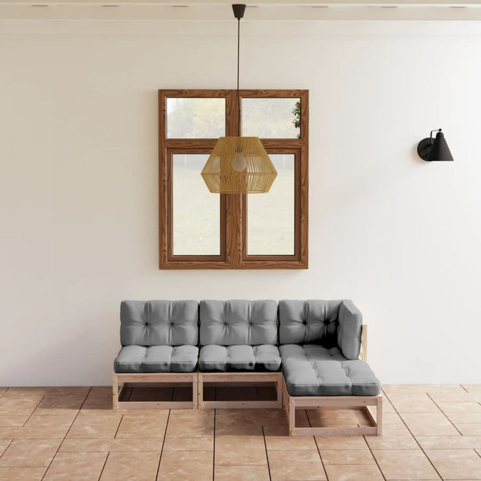 Set mobilier de grădină cu perne, 4 piese, lemn masiv de pin - WALTI WALTI