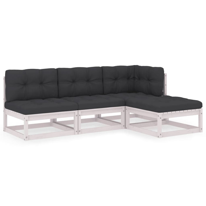 Set mobilier de grădină cu perne, 4 piese, lemn masiv de pin WALTI