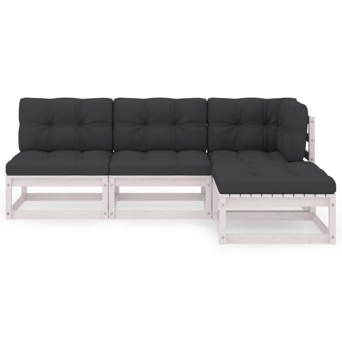 Set mobilier de grădină cu perne, 4 piese, lemn masiv de pin WALTI