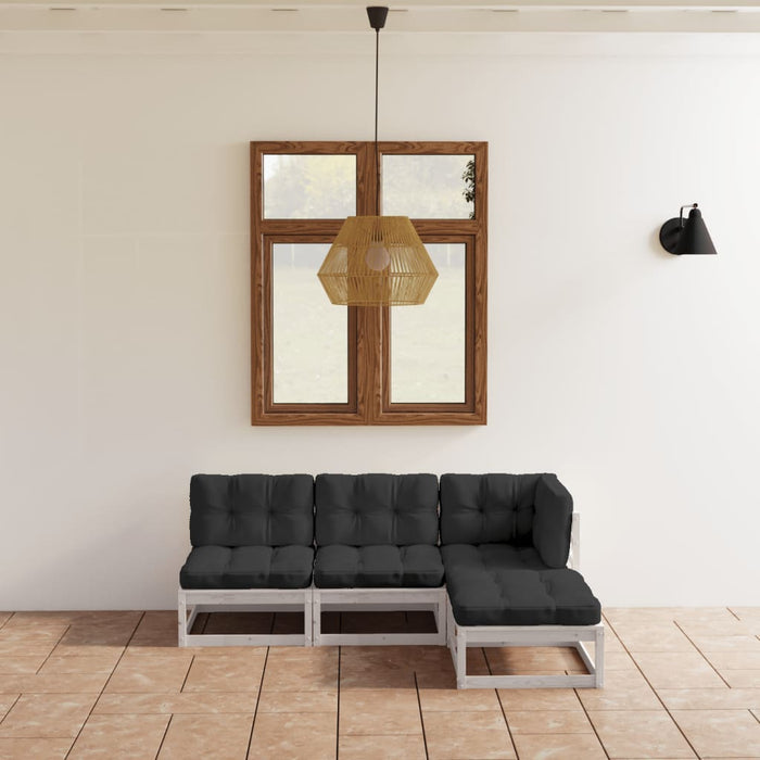 Set mobilier de grădină cu perne, 4 piese, lemn masiv de pin WALTI