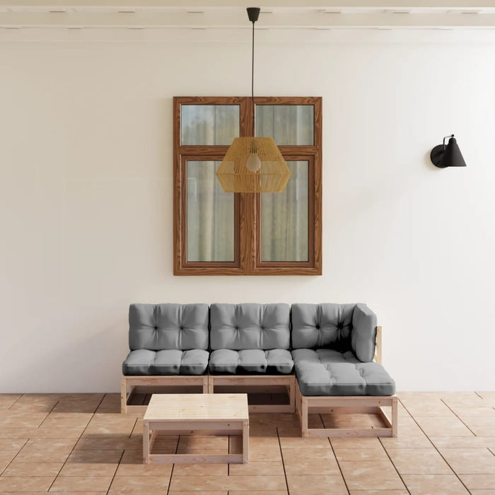 Set mobilier de grădină cu perne, 5 piese, lemn masiv de pin WALTI
