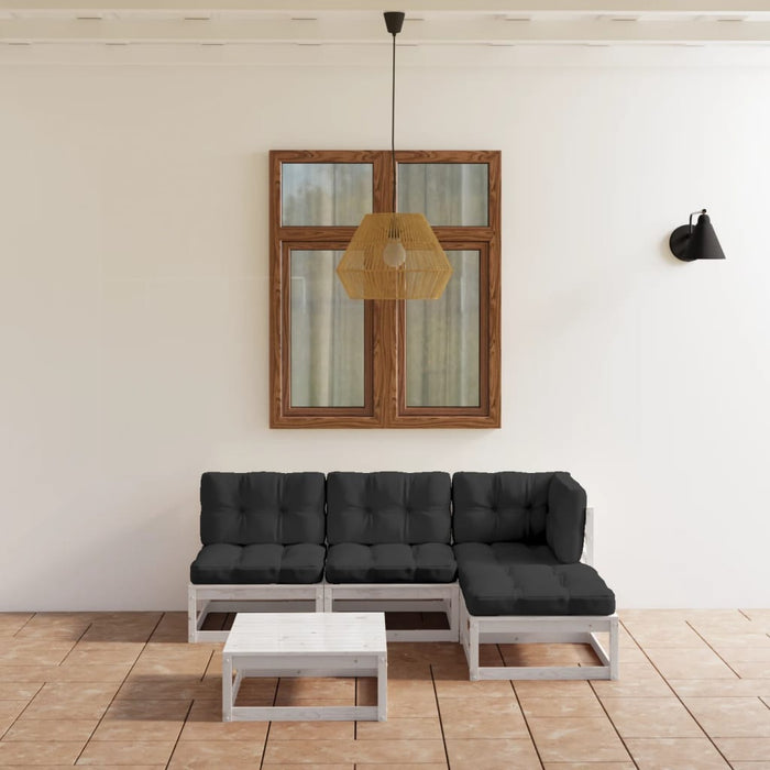 Set mobilier de grădină cu perne, 5 piese, lemn masiv de pin - WALTI WALTI