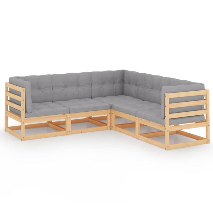 Set mobilier de grădină, 5 piese, cu perne, lemn masiv de pin - WALTI WALTI