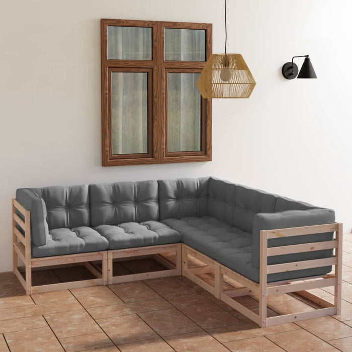 Set mobilier de grădină, 5 piese, cu perne, lemn masiv de pin - WALTI WALTI