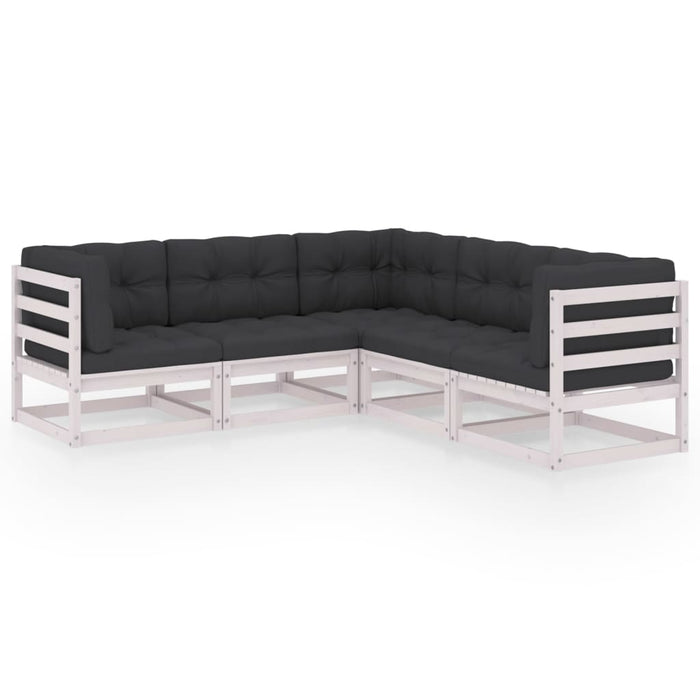 Set mobilier de grădină cu perne, 5 piese, lemn masiv de pin WALTI