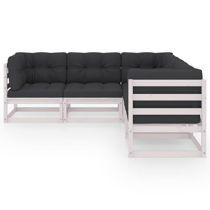 Set mobilier de grădină cu perne, 5 piese, lemn masiv de pin WALTI