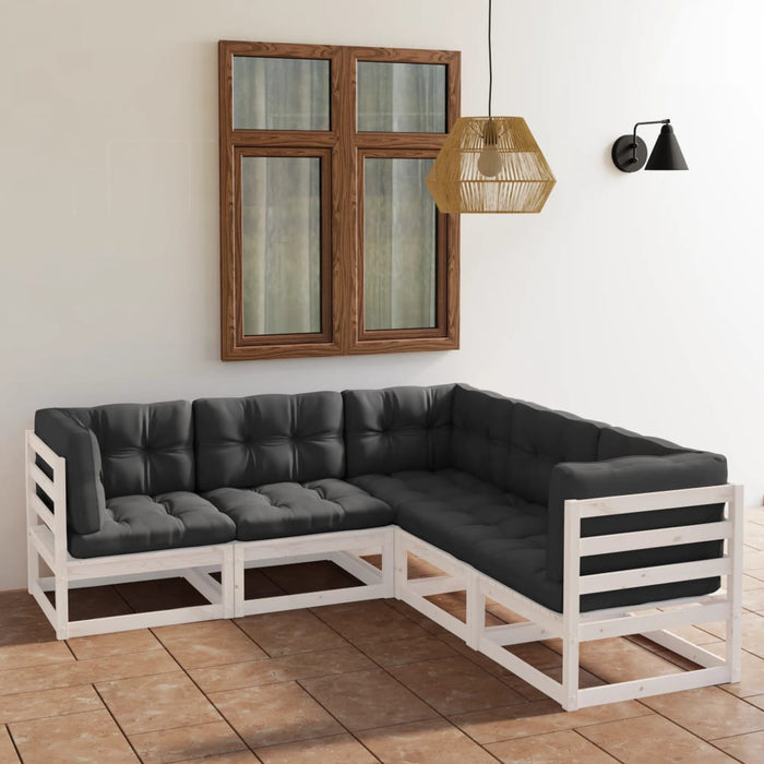 Set mobilier de grădină cu perne, 5 piese, lemn masiv de pin WALTI