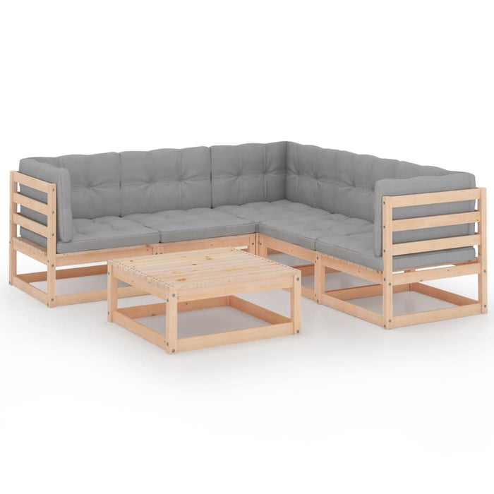 Set mobilier de grădină cu perne, 6 piese, lemn masiv de pin WALTI
