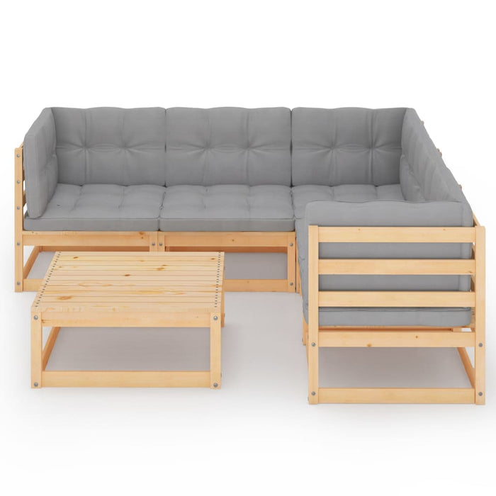 Set mobilier de grădină cu perne, 6 piese, lemn masiv de pin WALTI