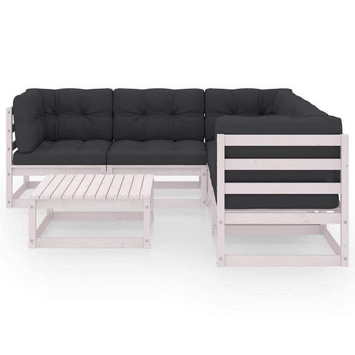Set mobilier de grădină cu perne, 6 piese, lemn masiv de pin WALTI