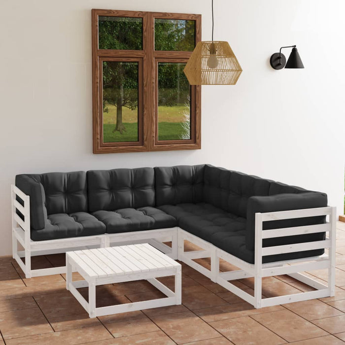 Set mobilier de grădină cu perne, 6 piese, lemn masiv de pin WALTI