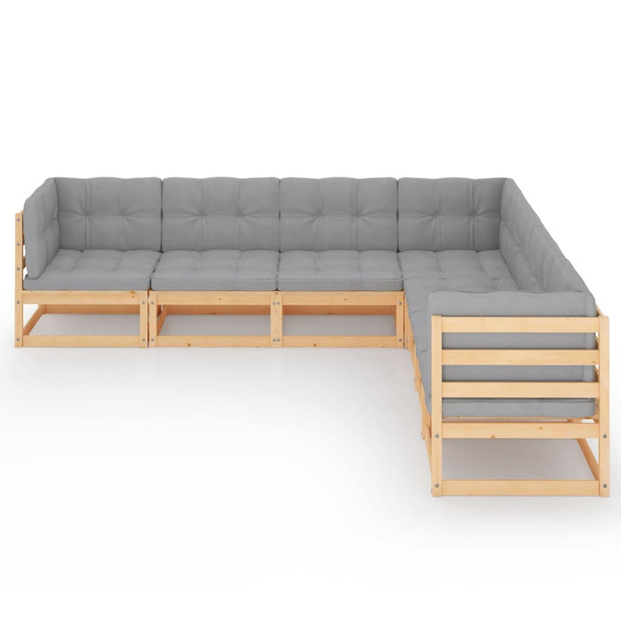 Set mobilier de grădină, 7 piese, cu perne, lemn masiv de pin WALTI