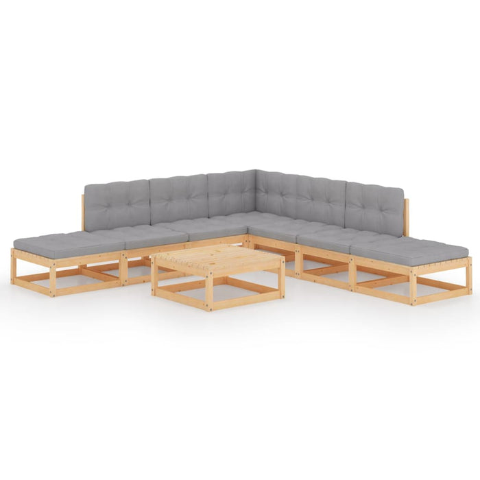 Set mobilier de grădină cu perne, 8 piese, lemn masiv de pin WALTI