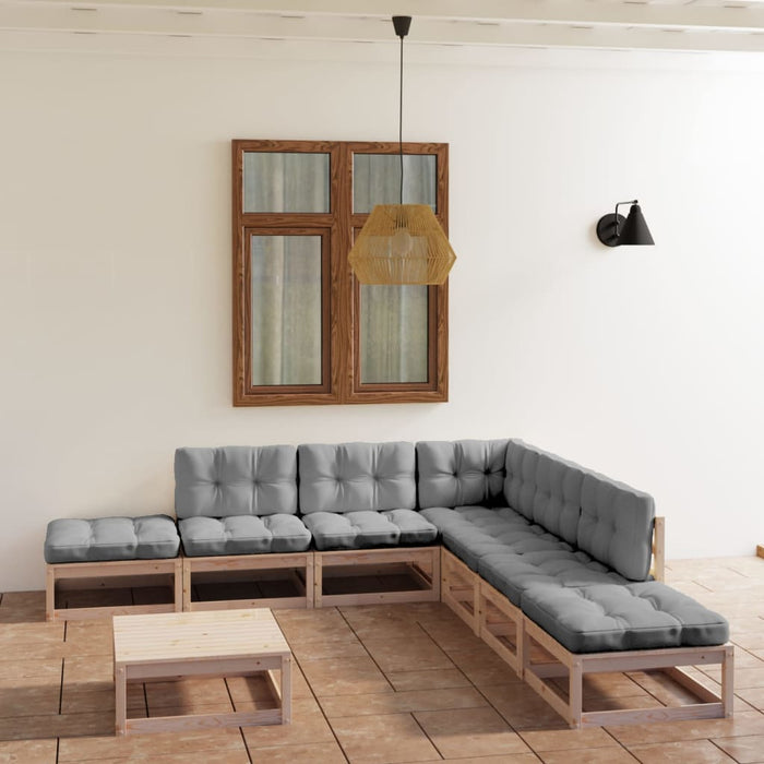 Set mobilier de grădină cu perne, 8 piese, lemn masiv de pin WALTI