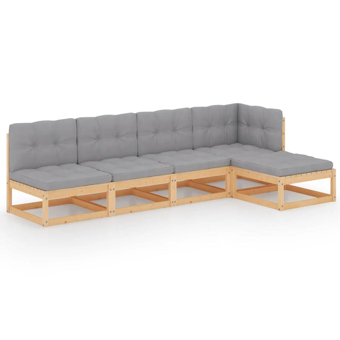 Set mobilier de grădină, 5 piese, cu perne, lemn masiv de pin - WALTI WALTI