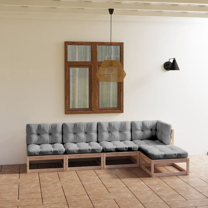 Set mobilier de grădină, 5 piese, cu perne, lemn masiv de pin - WALTI WALTI