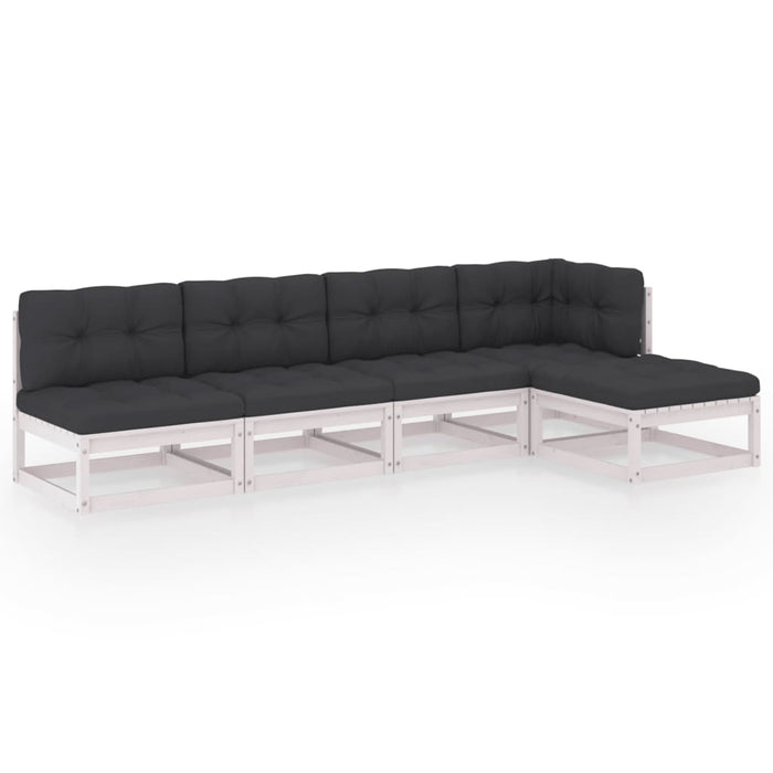Set mobilier de grădină cu perne, 5 piese, lemn masiv de pin WALTI