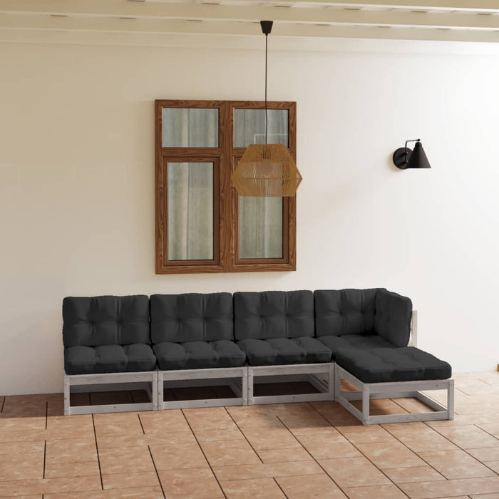 Set mobilier de grădină cu perne, 5 piese, lemn masiv de pin WALTI