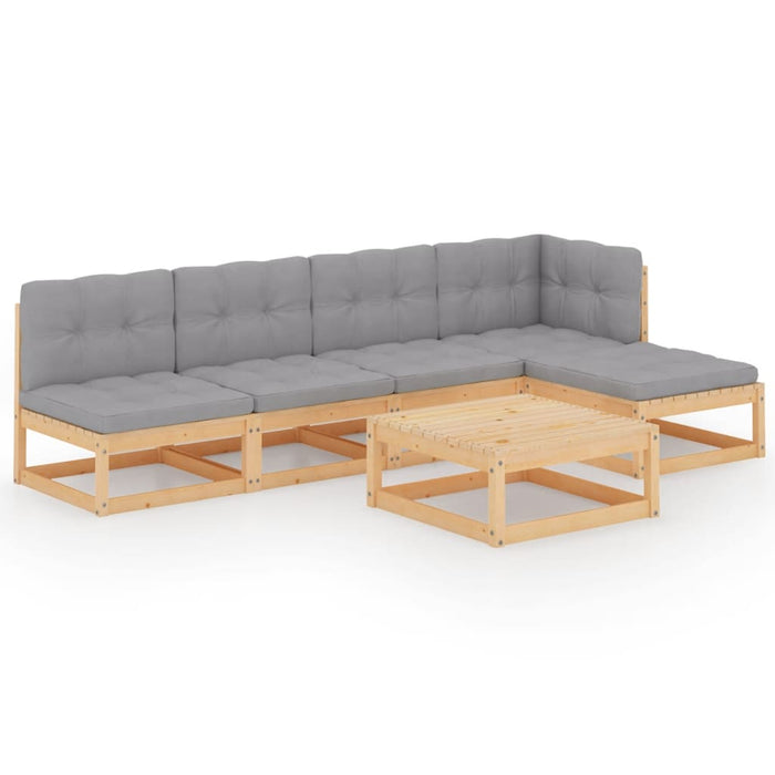 Set mobilier de grădină cu perne, 6 piese, lemn masiv de pin WALTI