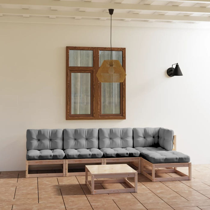 Set mobilier de grădină cu perne, 6 piese, lemn masiv de pin WALTI