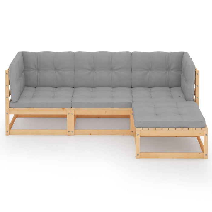 Set mobilier de grădină cu perne, 4 piese, lemn masiv de pin WALTI