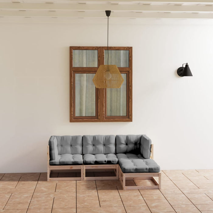 Set mobilier de grădină cu perne, 4 piese, lemn masiv de pin WALTI