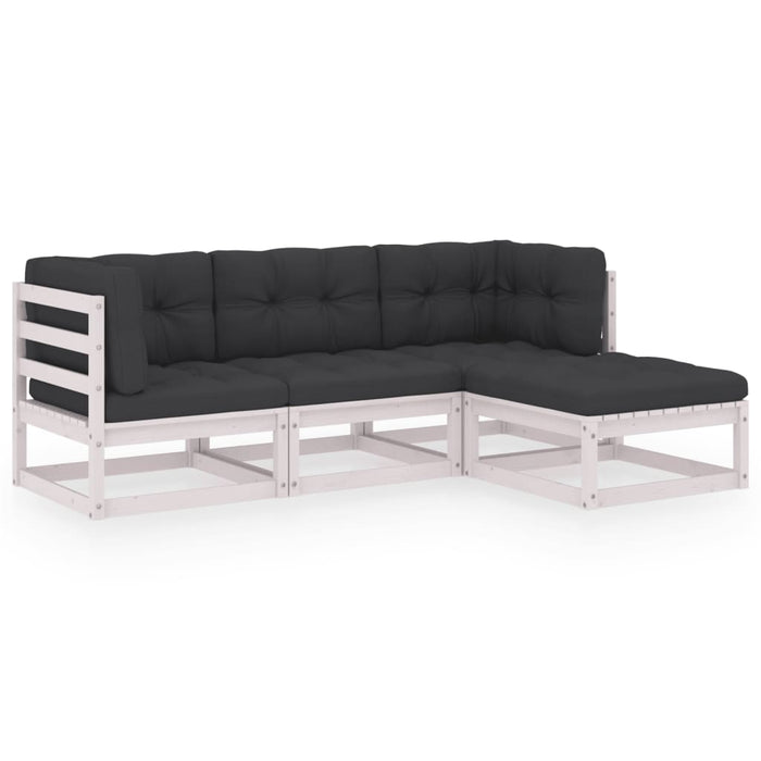 Set mobilier de grădină cu perne, 4 piese, lemn masiv de pin WALTI