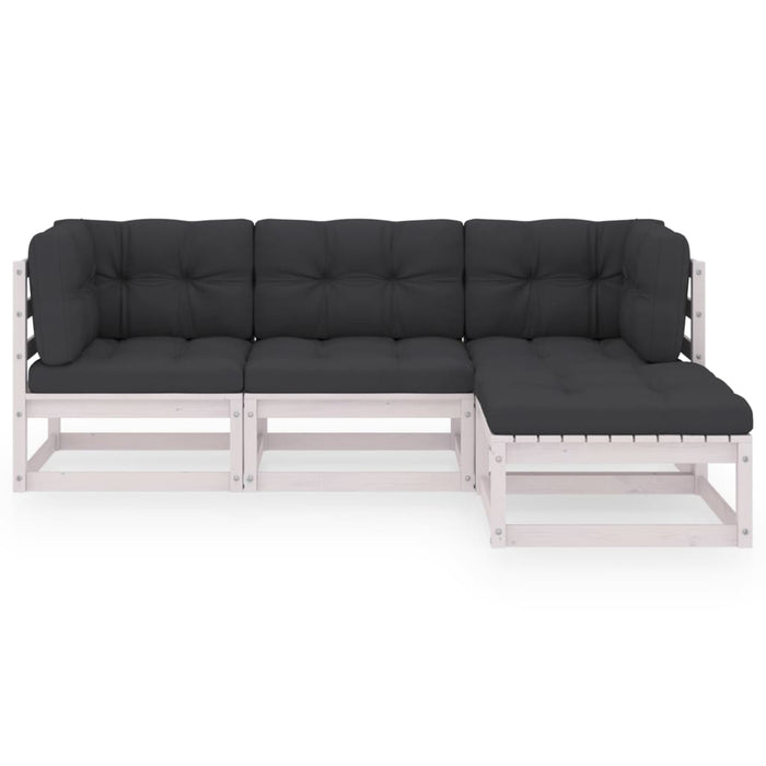 Set mobilier de grădină cu perne, 4 piese, lemn masiv de pin WALTI