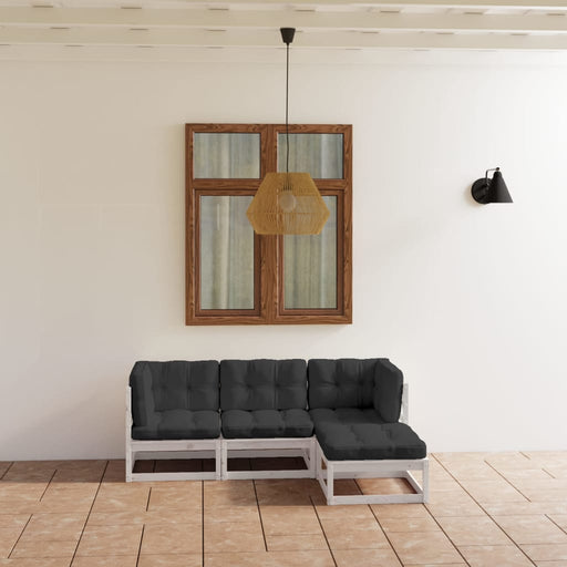 Set mobilier de grădină cu perne, 4 piese, lemn masiv de pin - WALTI WALTI