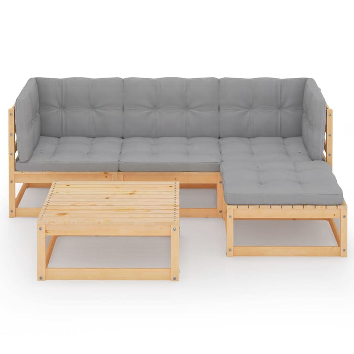Set mobilier de grădină cu perne, 5 piese, lemn masiv de pin WALTI