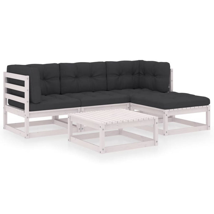 Set mobilier de grădină cu perne, 5 piese, lemn masiv de pin WALTI
