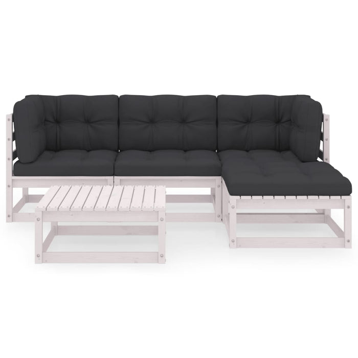 Set mobilier de grădină cu perne, 5 piese, lemn masiv de pin WALTI