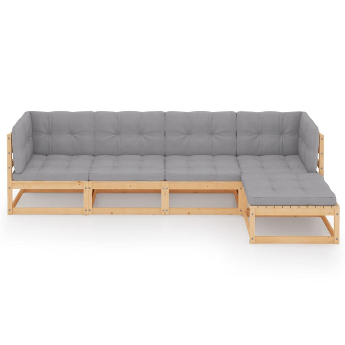 Set mobilier de grădină, 5 piese, cu perne, lemn masiv de pin WALTI