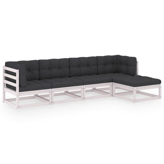 Set mobilier de grădină cu perne, 5 piese, lemn masiv de pin WALTI