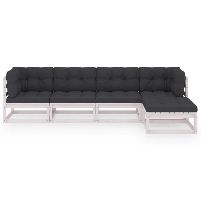 Set mobilier de grădină cu perne, 5 piese, lemn masiv de pin WALTI