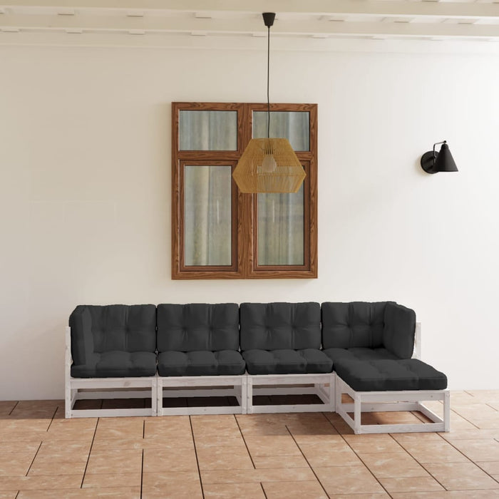 Set mobilier de grădină cu perne, 5 piese, lemn masiv de pin WALTI