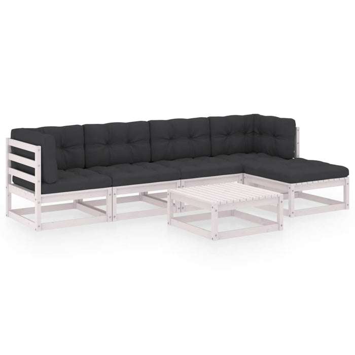 Set mobilier de grădină cu perne, 6 piese, lemn masiv de pin WALTI