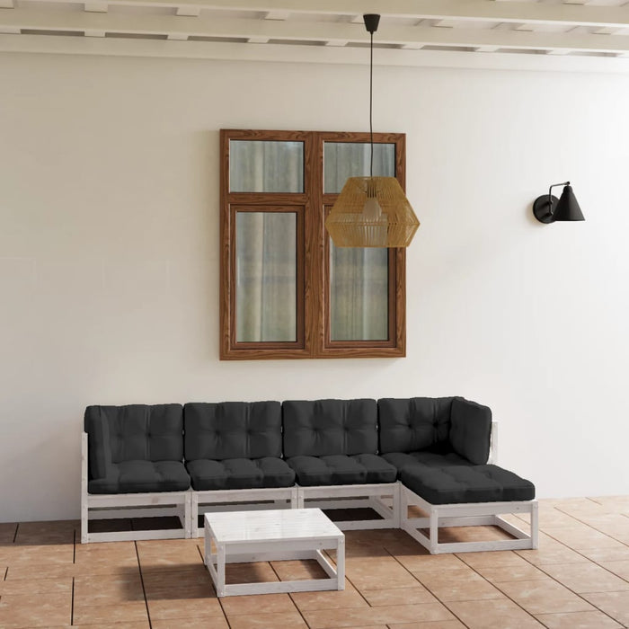 Set mobilier de grădină cu perne, 6 piese, lemn masiv de pin WALTI