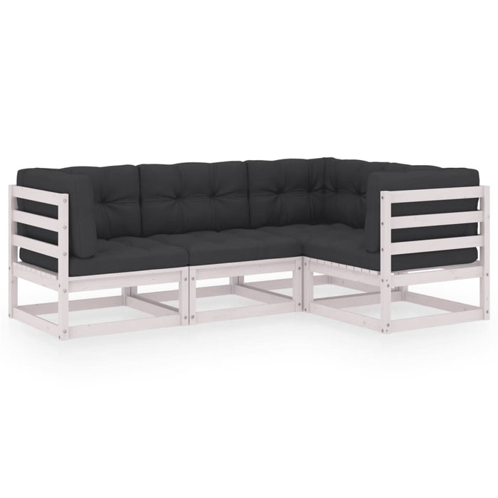 Set mobilier de grădină cu perne, 4 piese, lemn masiv de pin WALTI