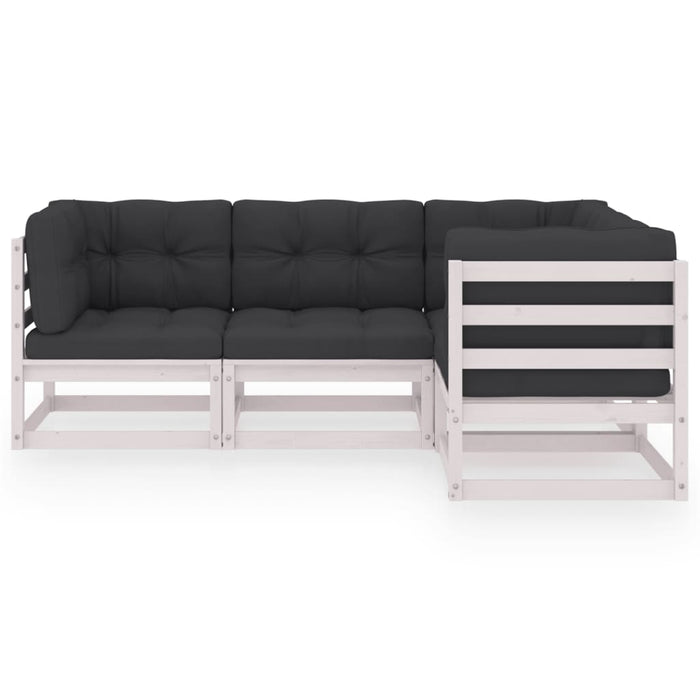 Set mobilier de grădină cu perne, 4 piese, lemn masiv de pin WALTI