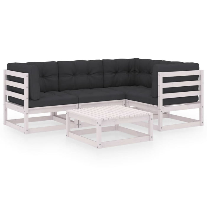 Set mobilier de grădină cu perne, 5 piese, lemn masiv de pin WALTI