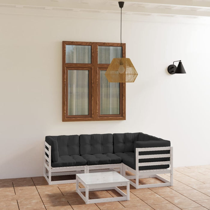 Set mobilier de grădină cu perne, 5 piese, lemn masiv de pin WALTI