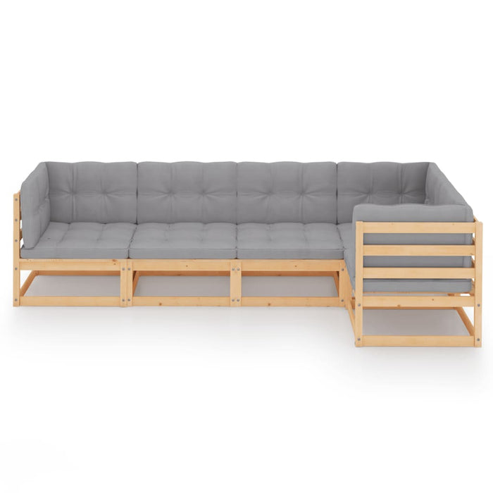 Set mobilier de grădină, 5 piese, cu perne, lemn masiv de pin WALTI