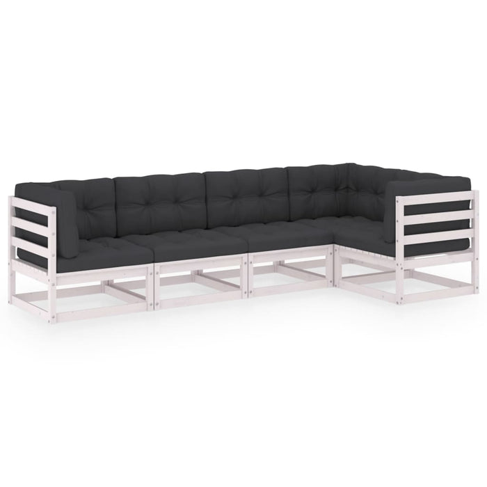 Set mobilier de grădină cu perne, 5 piese, lemn masiv de pin WALTI