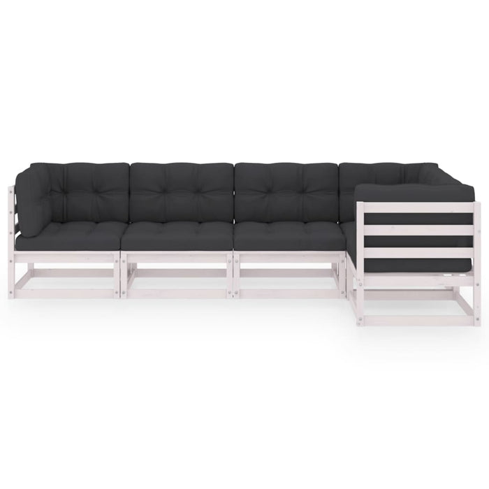 Set mobilier de grădină cu perne, 5 piese, lemn masiv de pin WALTI