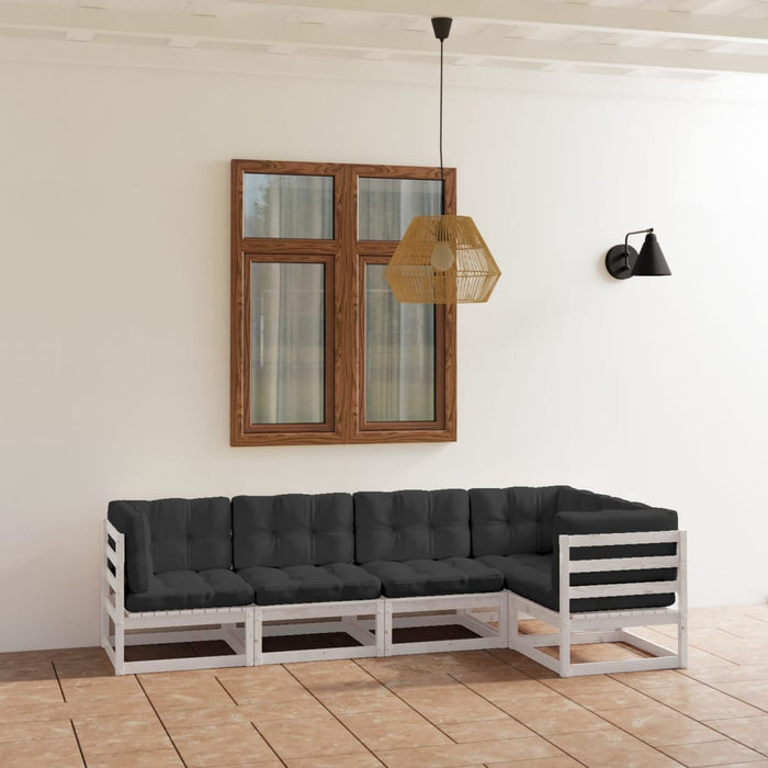 Set mobilier de grădină cu perne, 5 piese, lemn masiv de pin WALTI