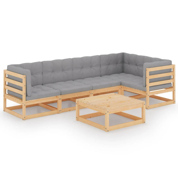 Set mobilier de grădină cu perne, 6 piese, lemn masiv de pin WALTI